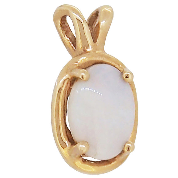 A mid-20th century, yellow gold, opal set, single stone pendant