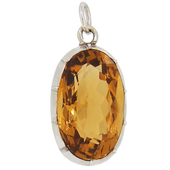 An early 20th century, silver, citrine set, single stone pendant