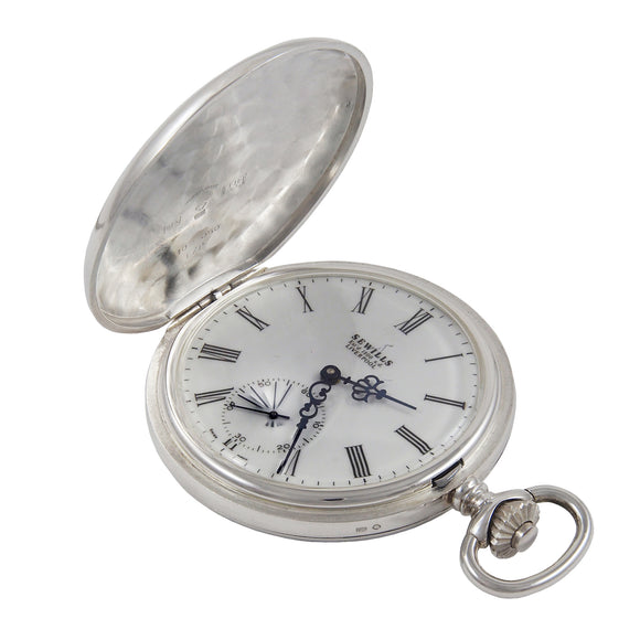 A modern, silver, full hunter pocket watch