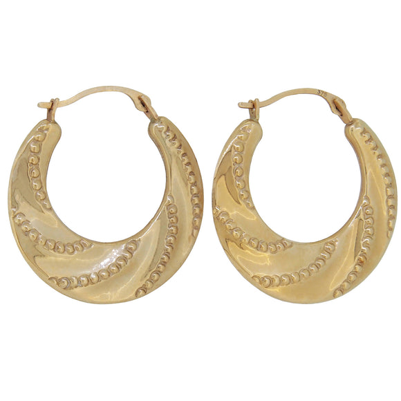 A pair of modern, 9ct yellow gold hoop earrings
