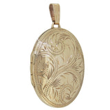 A modern, 9ct yellow gold, engraved oval locket