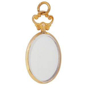 An Edwardian, 9ct yellow gold, picture frame, open, oval locket