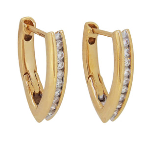 A pair of modern, 18ct yellow gold, diamond set, 'V' shaped earrings