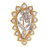 A Victorian, yellow gold, half pearl & rose diamond set brooch