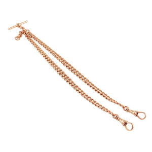 An early 20th century, 9ct rose gold, double Albert chain