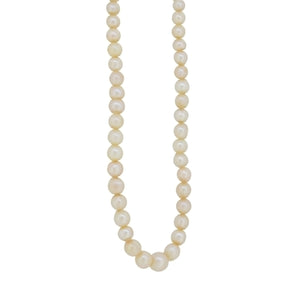 A mid-20th century, single row of graduated cultured pearls on a silver snap