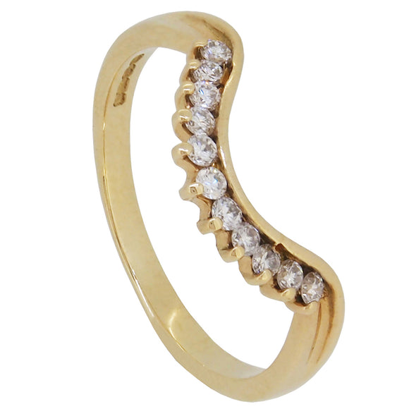 A modern, 18ct yellow gold, diamond set, eleven stone curved half eternity ring
