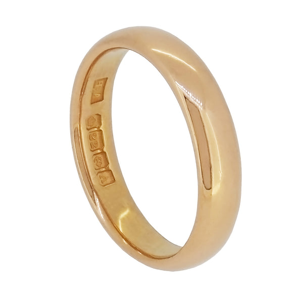 An early 20th century, 22ct yellow gold, D shaped wedding ring