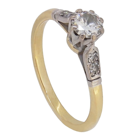 A mid-20th century, 18ct yellow gold, diamond set five stone ring