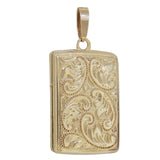 A modern, 9ct yellow gold, engraved rectangular locket