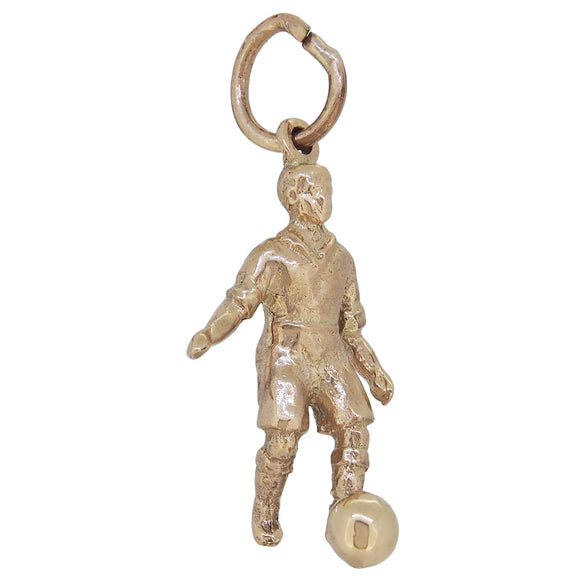 A mid-20th century, 9ct yellow gold, footballer charm