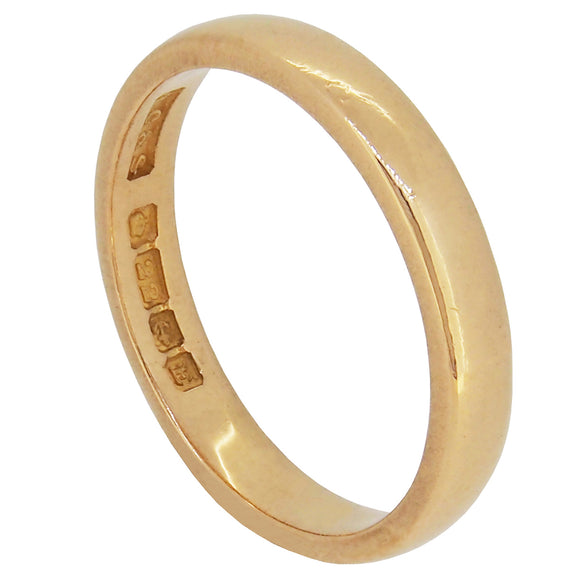 An early 20th century, 22ct yellow gold, court wedding ring