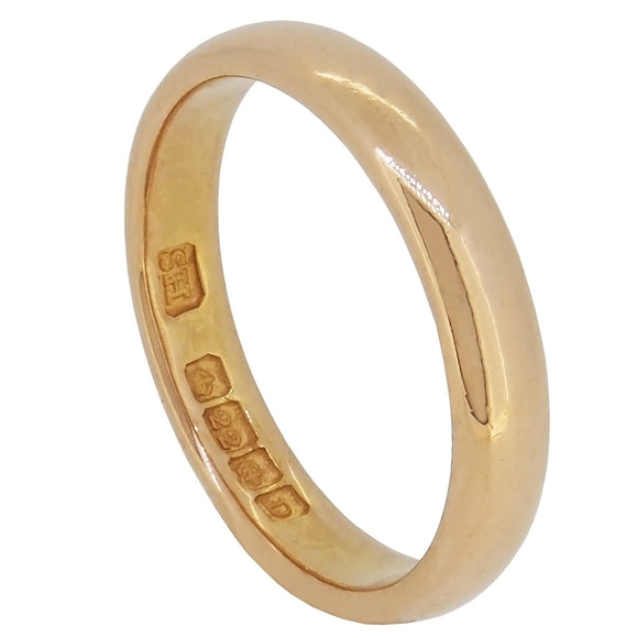 An early 20th century, 22ct yellow gold court wedding ring