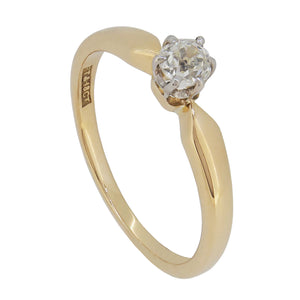 A Victorian, 18ct yellow gold & platinum, old fashioned brilliant cut diamond set, single stone ring