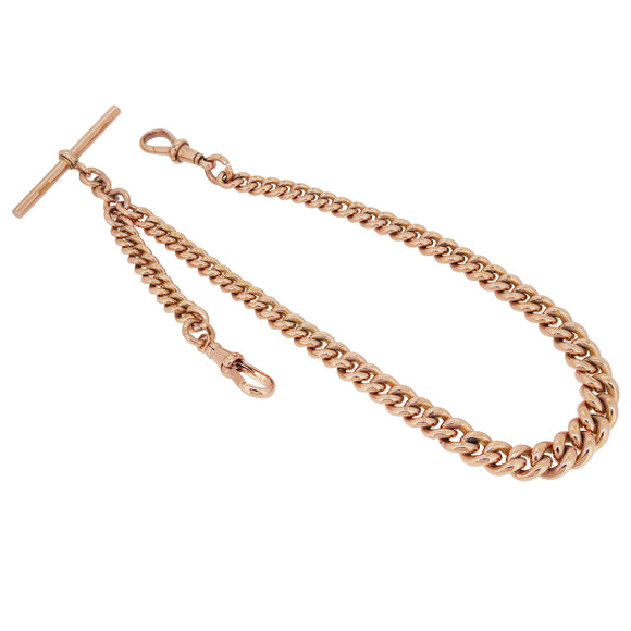 An early 20th century, 9ct rose gold, single, graduated Albert Chain