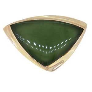 An early 20th century, 9ct yellow gold, nephrite set brooch