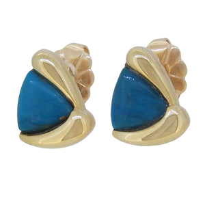 A pair of early 20th century, 14ct yellow gold, turquoise set stud earrings
