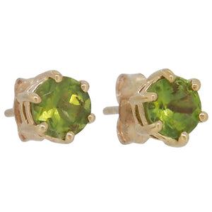 A pair of 9ct yellow gold, peridot set stud earrings