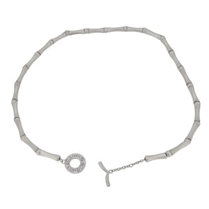 An&nbsp;modern, silver, bamboo style collar