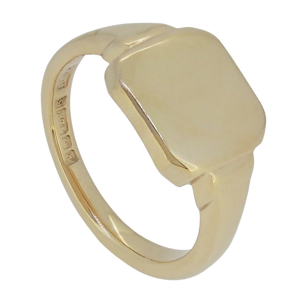 A mid-20th century, 9ct yellow gold, cushion signet ring