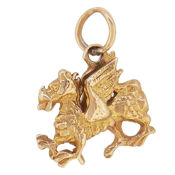 A mid-20th century, 9ct yellow gold, dragon charm