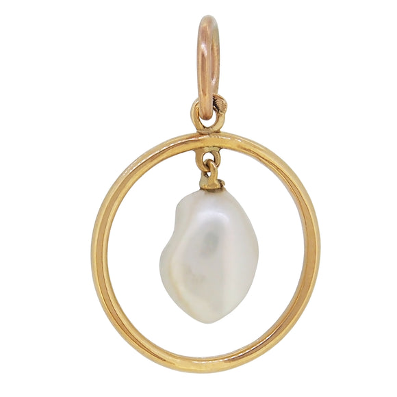 An early 20th century, 9ct yellow gold, blister pearl set pendant
