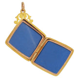 An Edwardian, 9ct yellow gold, square locket open