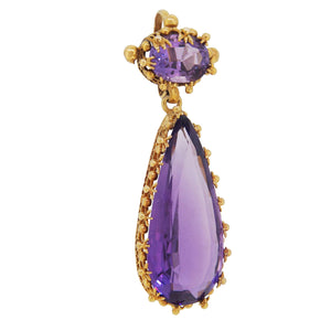 A Victorian, yellow gold, amethyst set pendant