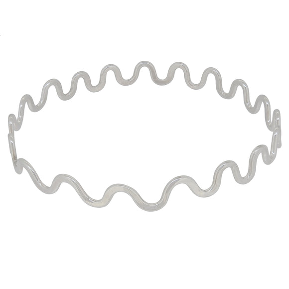 A modern, silver, wave bangle