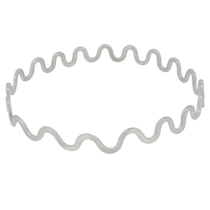 A modern, silver, wave bangle