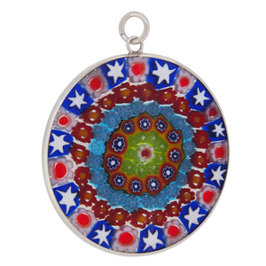 A modern, silver, Murano glass set, circular pendant