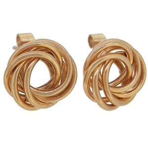 A pair of modern, 9ct yellow gold, knot stud earrings