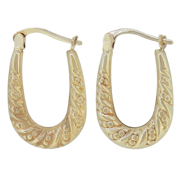 A pair of modern, 9ct yellow gold hoop earrings