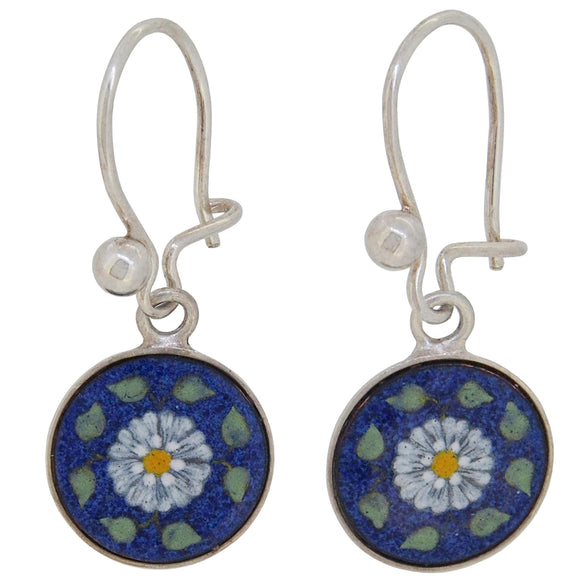 A pair of mid-20th century, silver, millefiori glass set drop earrings