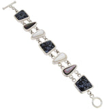 A modern, 925, mother of pearl & black & grey agate set bracelet