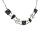 A modern, 925, mother of pearl & black & grey agate set necklace.