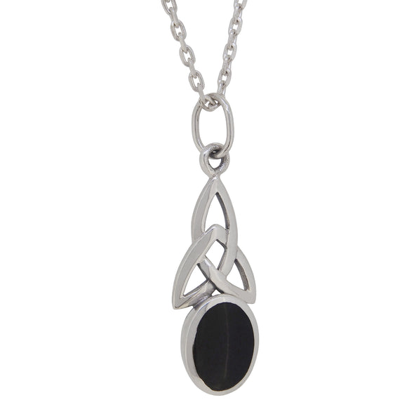 A modern, silver, black onyx set pendant & chain.