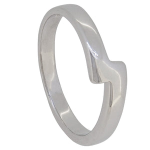 A modern, 18ct white gold, shaped wedding ring.