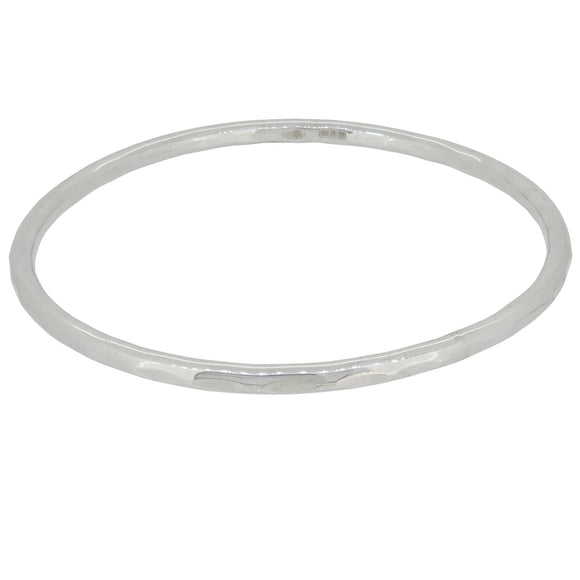 A modern, silver bangle.