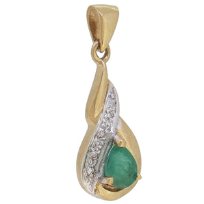 A modern, 9ct yellow & white gold, emerald & diamond set pendant.