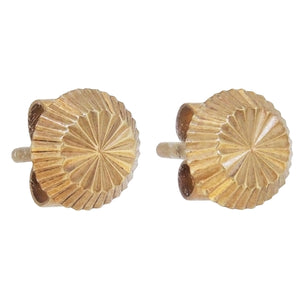 A pair of modern, 9ct yellow gold, diamond cut, abstract stud earrings.