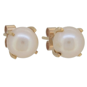 A pair of early 20th century, 9ct yellow gold, pearl set stud earrings.