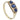A modern, 9ct yellow gold sapphire & diamond sat, seven stone half hoop ring.