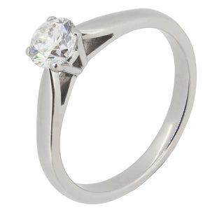 A modern, platinum, diamond set, single stone, solitaire ;ring