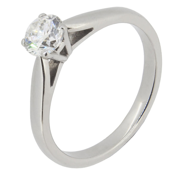 A modern, platinum, diamond set, single stone, solitaire ring