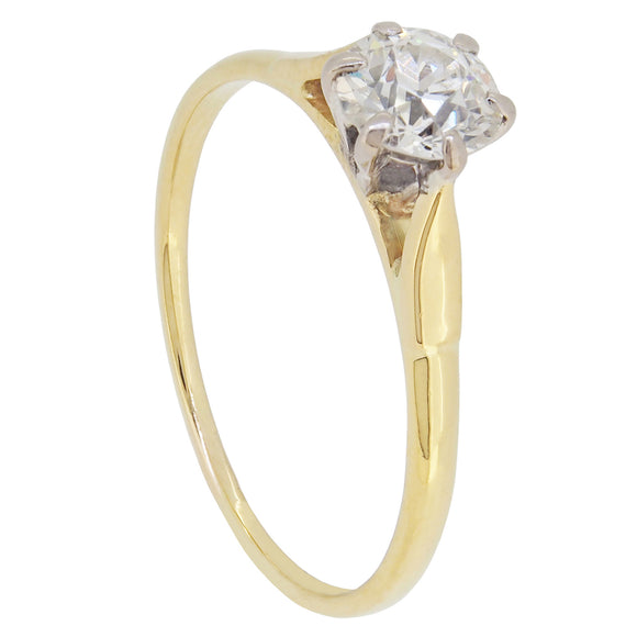 An 18ct yellow gold, diamond set, single stone, solitaire ring