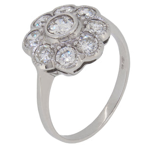 An 18ct white gold, diamond set cluster ring
