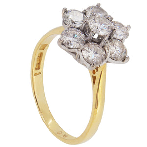 A modern, 18ct yellow & white gold, diamond set, star cluster ring