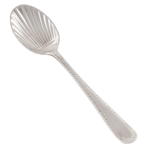 An Edwardian, silver teaspoon with a shell bowl