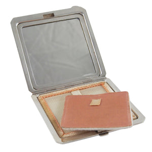 A mid-20th century, silver, square powder compact